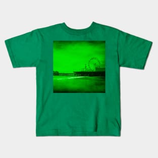 Ghostly Green Santa Monica Pier Kids T-Shirt